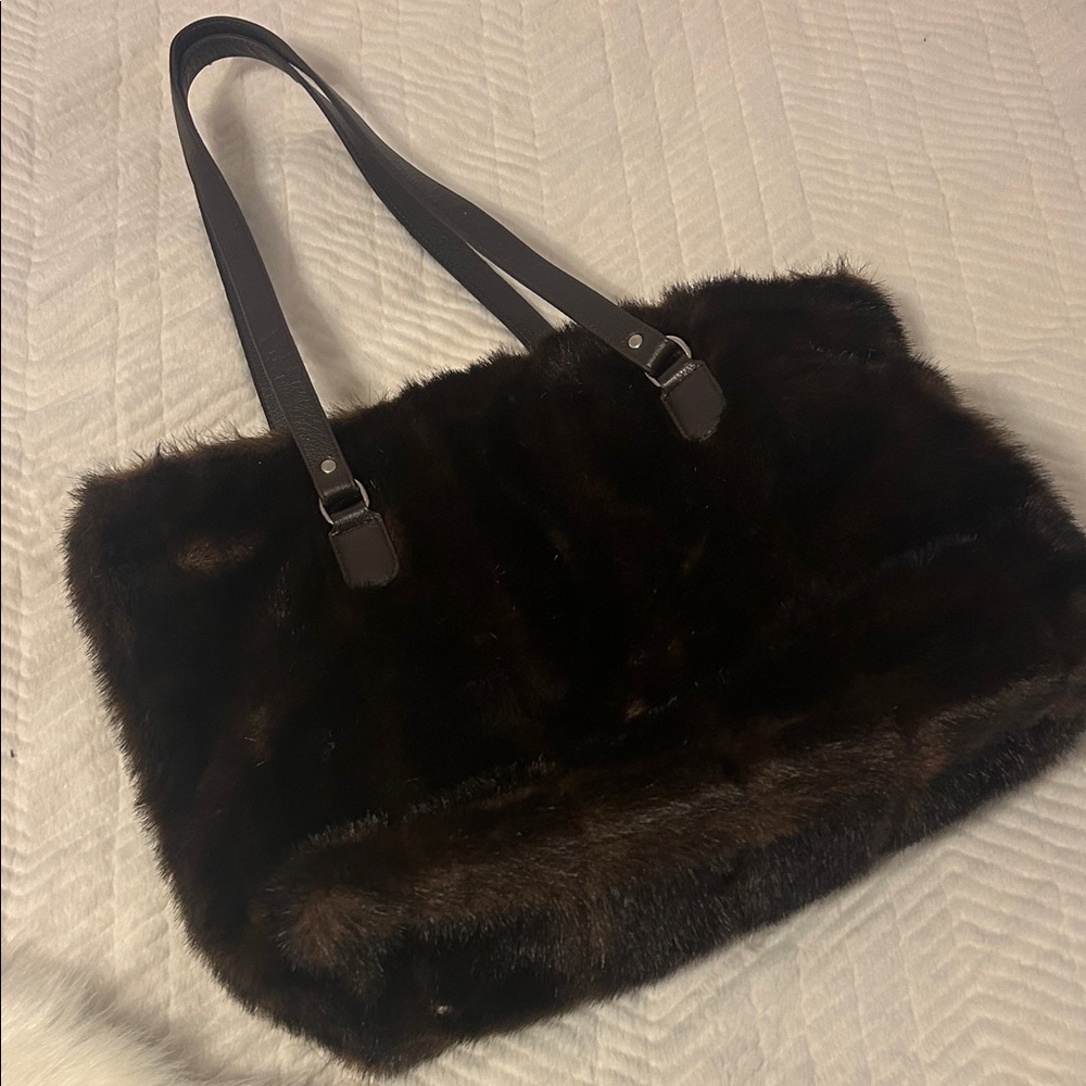 Elegant Faux Fur Tote in Rich Brown